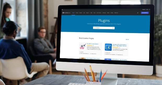 WordPress plugins screen shown on desktop