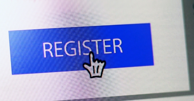 Register button on a computer screen